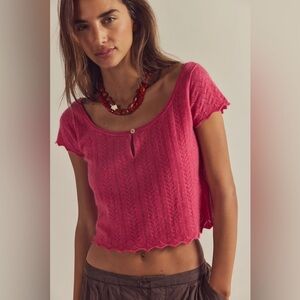 NWT Free People Hera 100% Cashmere Pointelle Sweater in Calypso‎ in Size S